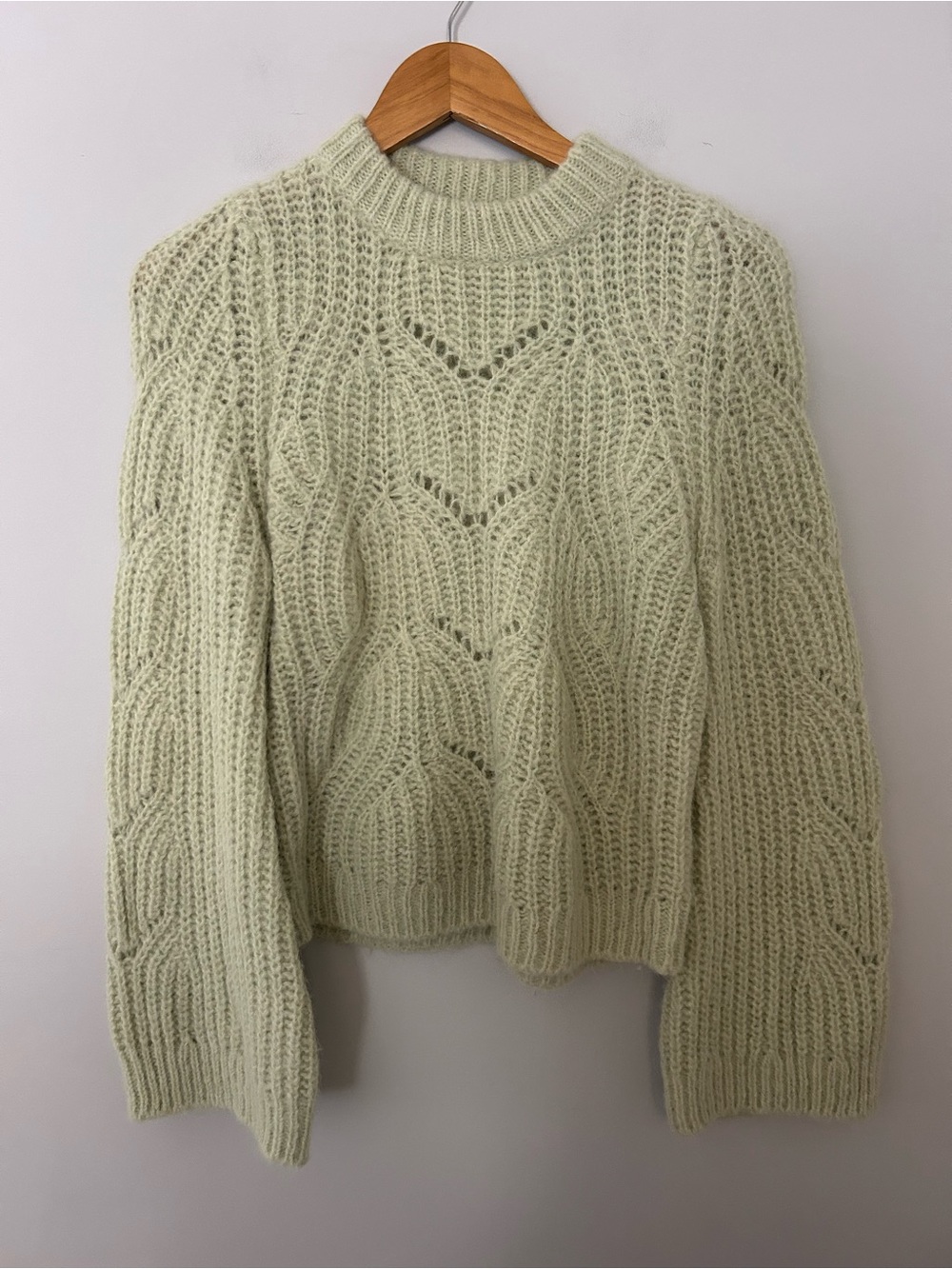 Sezane Youri Jumper Sweater in Pastel Green Mint Alpaca Wool - Picture 3 of 8